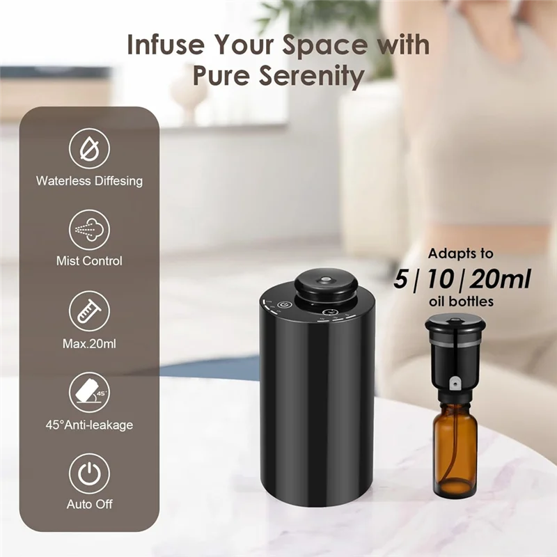 A13I-Waterless for Essential Oil Nebulizer Diffuser- 3 Mist Modes,4 Timers with 7-Color LED Lighting Aromatherapy