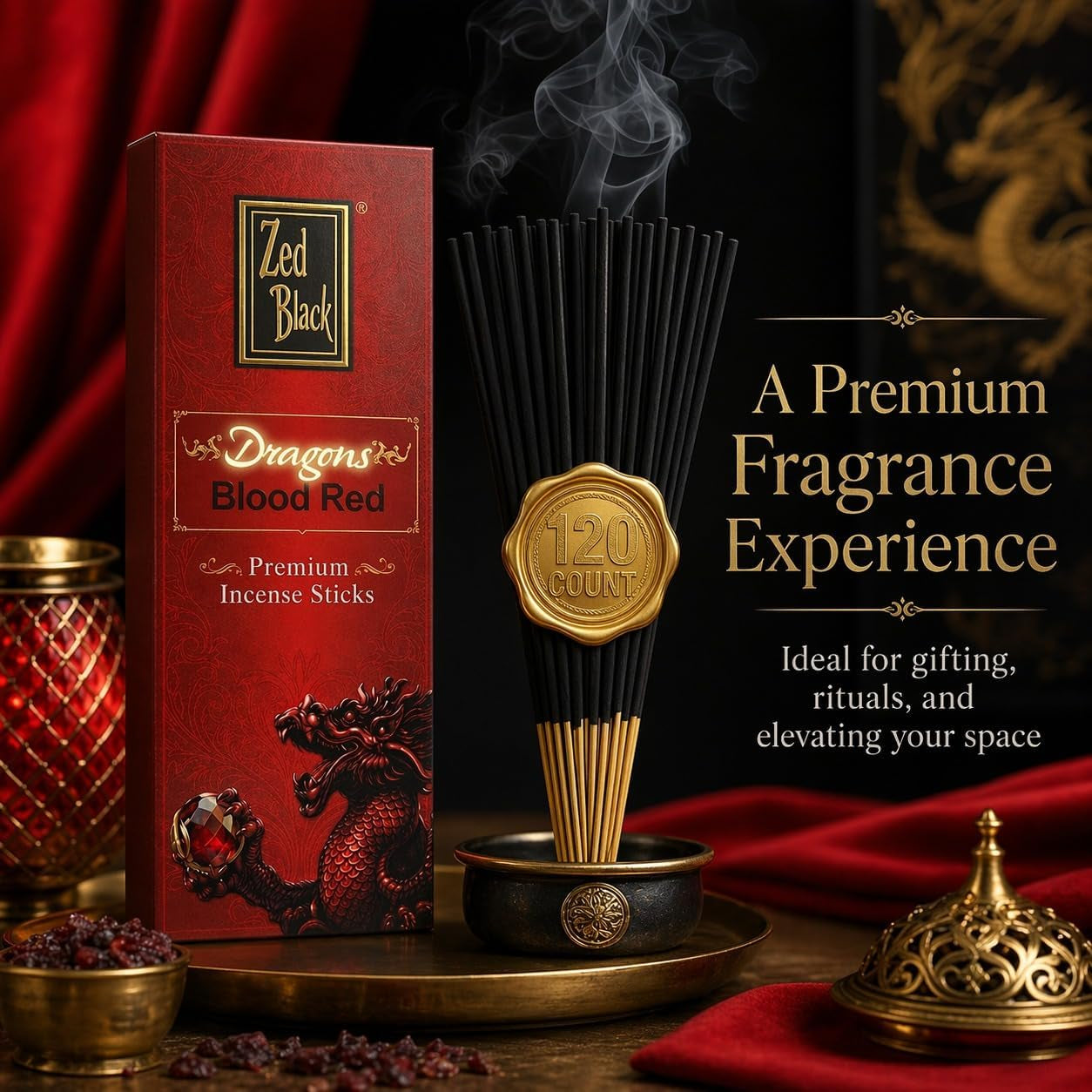 Dragons Blood Incense Sticks 120 Count | Sangre De Drago Natural Hand-Rolled Resin Incense for Protection | Energy Cleansing, Aura Smudging & Spiritual Rituals |