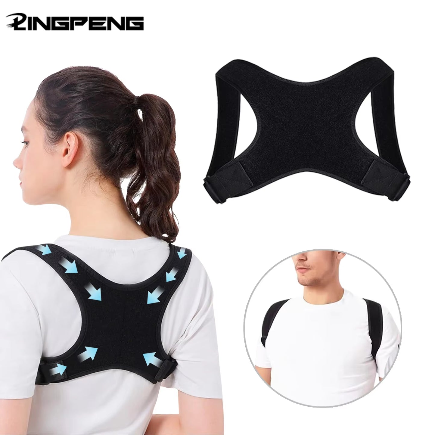 Adjustable Back Posture Correction Strap Hunchback Prevention Sitting Posture Correction Breathable Suitable for Men and Women