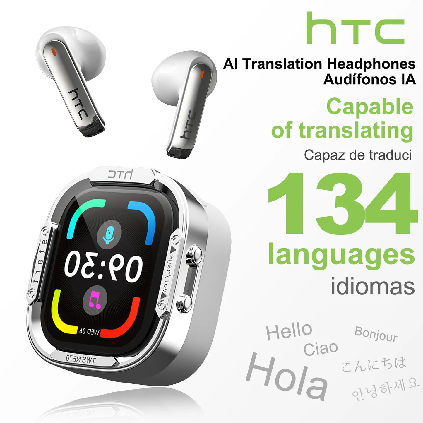 NE70 Bluetooth V6.0 Headphones Smart Touchscreen Wireless Earphones AI Translator Earbuds Gaming Earbuds HD Bass