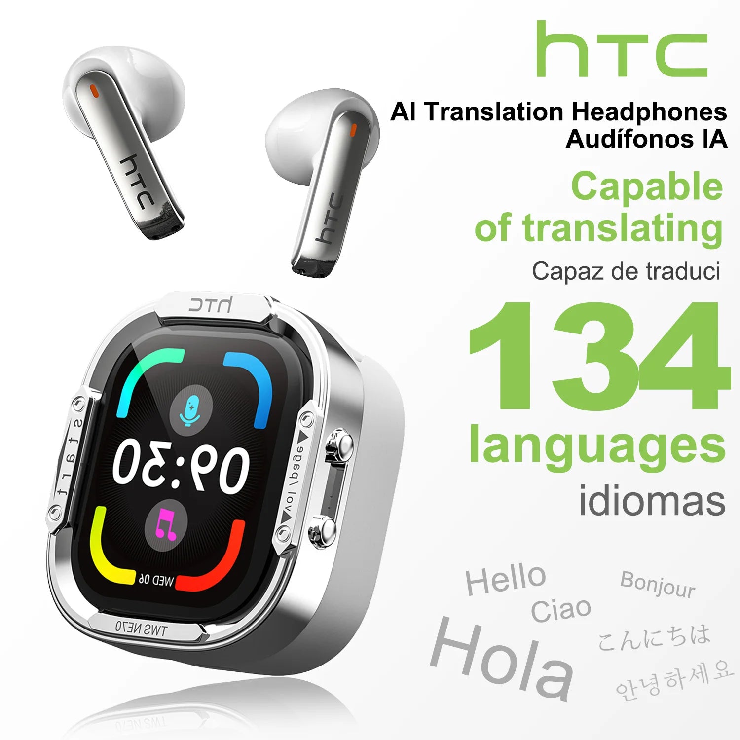 NE70 Bluetooth V6.0 Headphones Smart Touchscreen Wireless Earphones AI Translator Earbuds Gaming Earbuds HD Bass