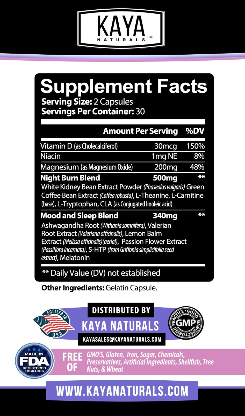 Night Time Fat Burner 60Ct Weight Loss Appetite Suppressant Sleep Aid Diet Pills