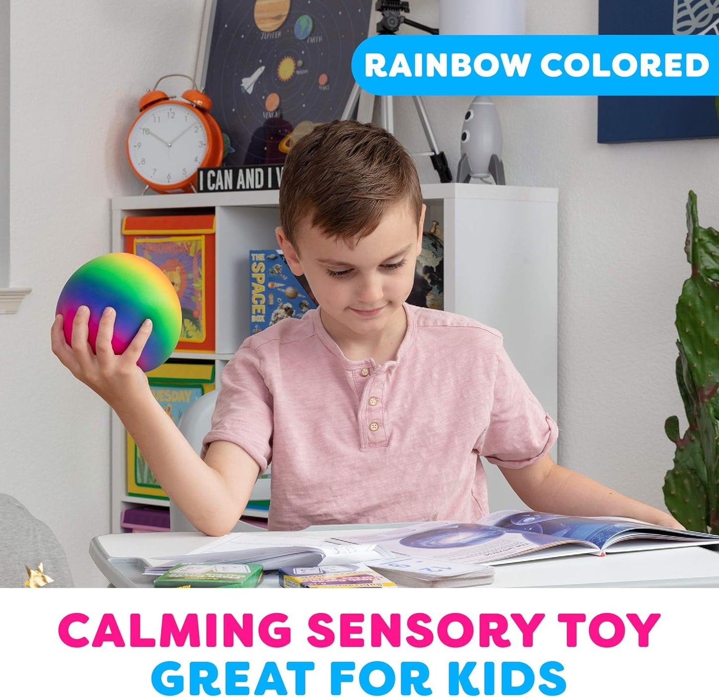 Arggh Rainbow Giant Stress Balls for Adults - 3.75 Inch Large Stress Balls for Kids Squishy Toys Ball Stress Relief Fidget Toy Sensory Ball Squeeze Toy for Boys Girls (Rainbow)