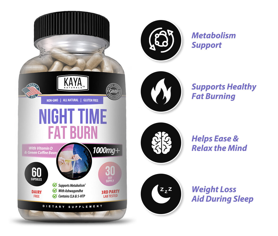 Night Time Fat Burner 60Ct Weight Loss Appetite Suppressant Sleep Aid Diet Pills