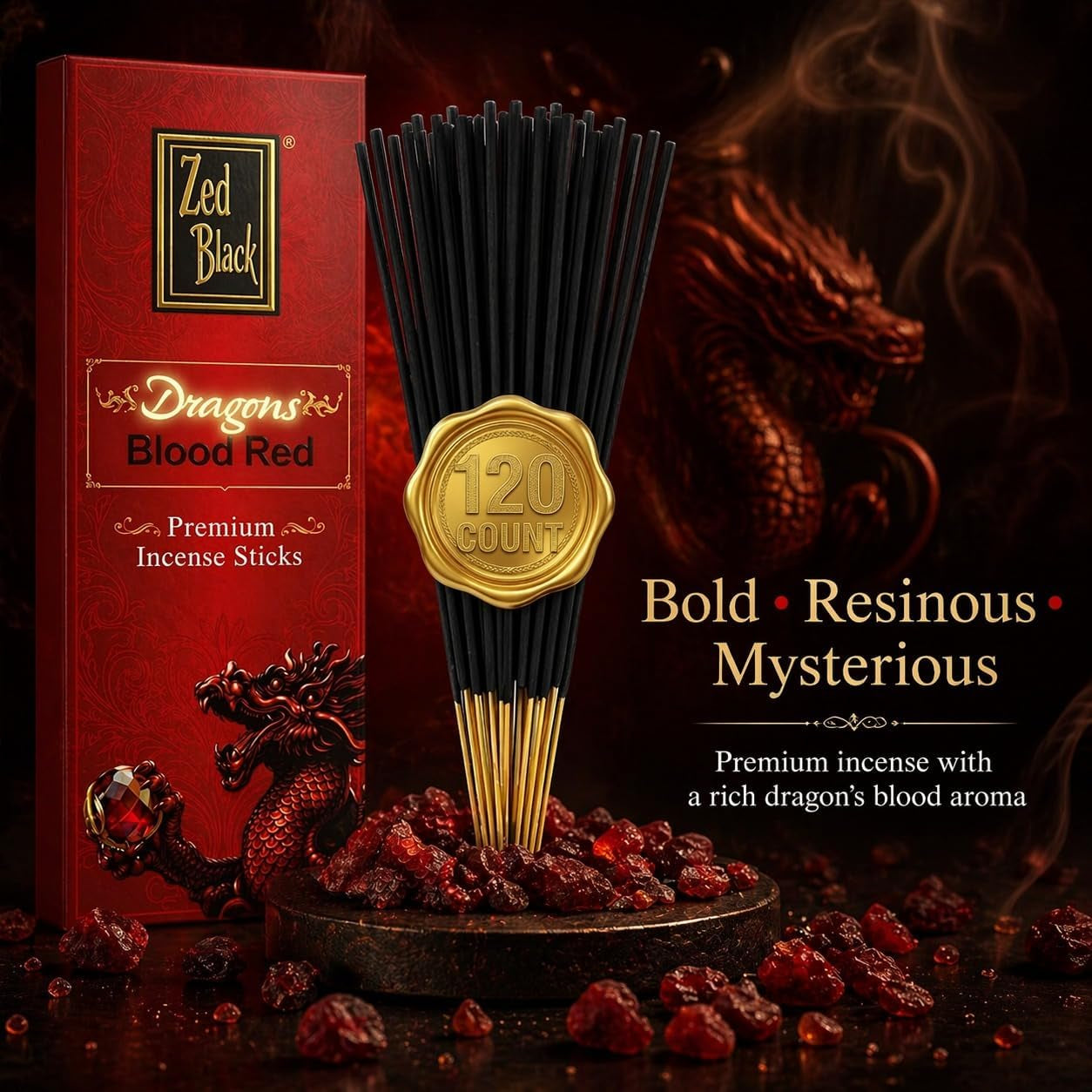 Dragons Blood Incense Sticks 120 Count | Sangre De Drago Natural Hand-Rolled Resin Incense for Protection | Energy Cleansing, Aura Smudging & Spiritual Rituals |