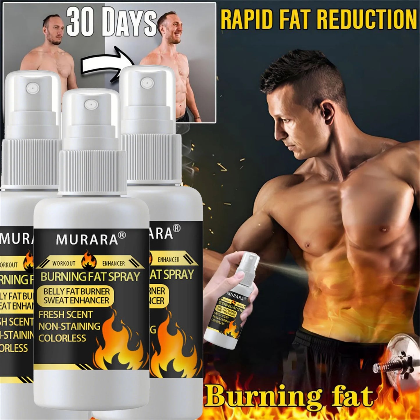 BURNING FAT SPRAY BELLY FAT BURNER SWEAT ENHANCER Targets Sweat Glands to Increase Perspiration