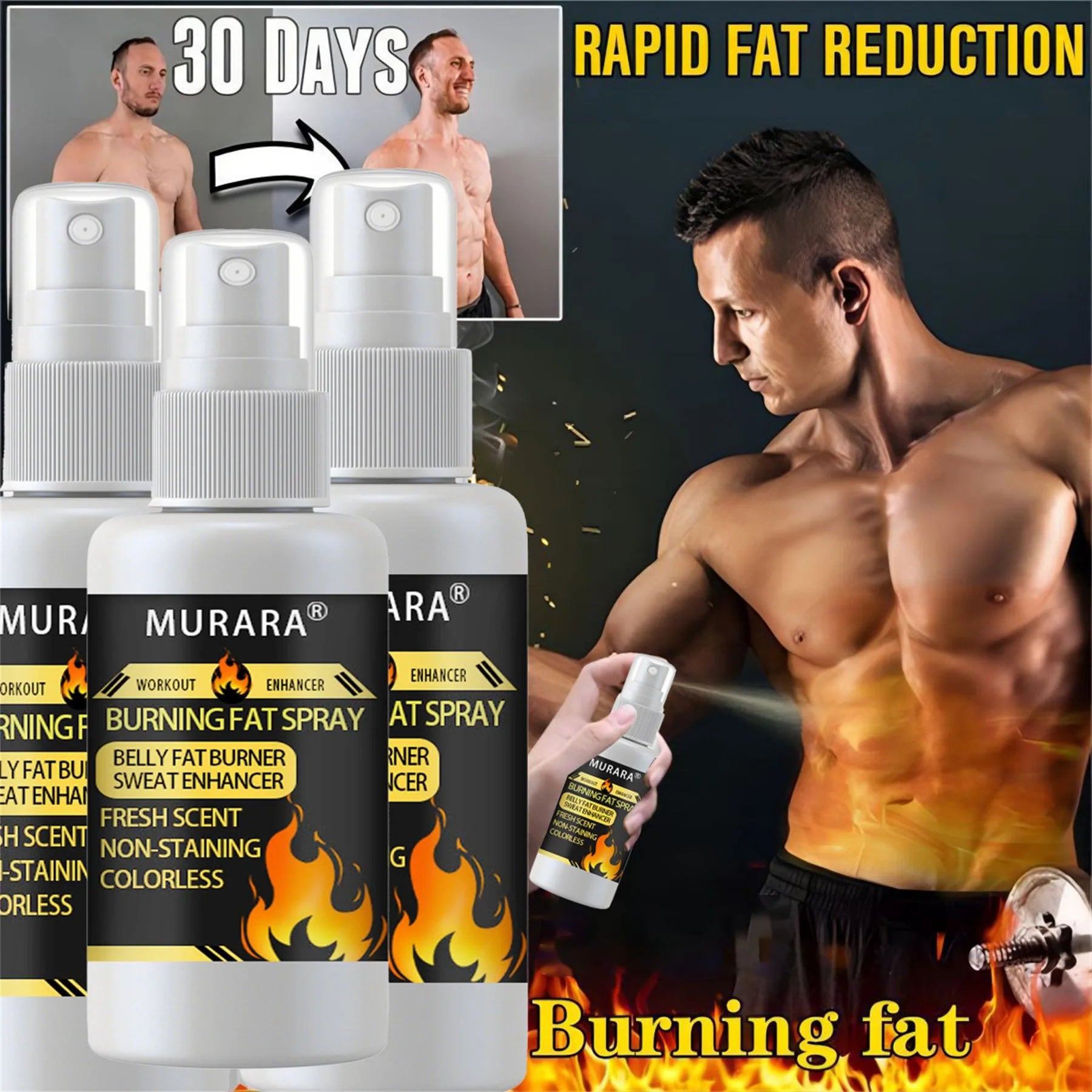 BURNING FAT SPRAY BELLY FAT BURNER SWEAT ENHANCER Targets Sweat Glands to Increase Perspiration