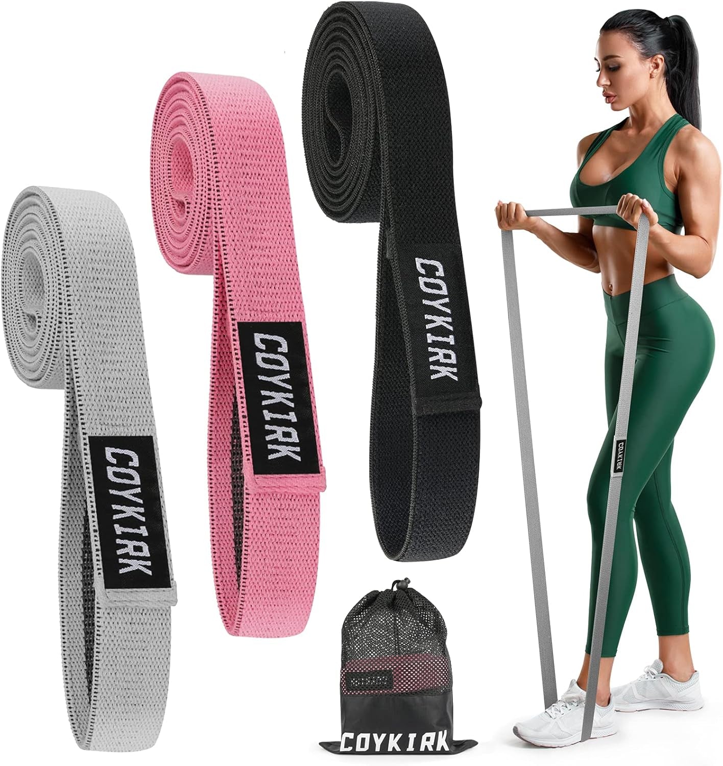 Long Resistance Bands Set - Fabric Exercise Bands for Working Out, Pull up Assistance Bands, Heavy Duty Stretch Bands, Resistance Loop Bands for Training, Physical Therapy, Home Workouts