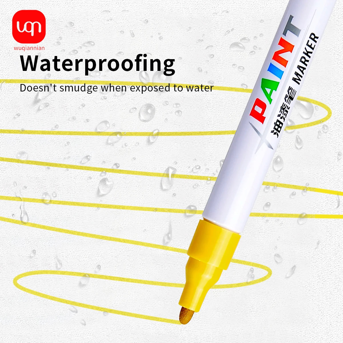 WQN-1/3/6/12 Pack Permanent Car Tire Yellow Paint Pen, Fade-Resistant Graffiti Color Car Tire Marker Supplies