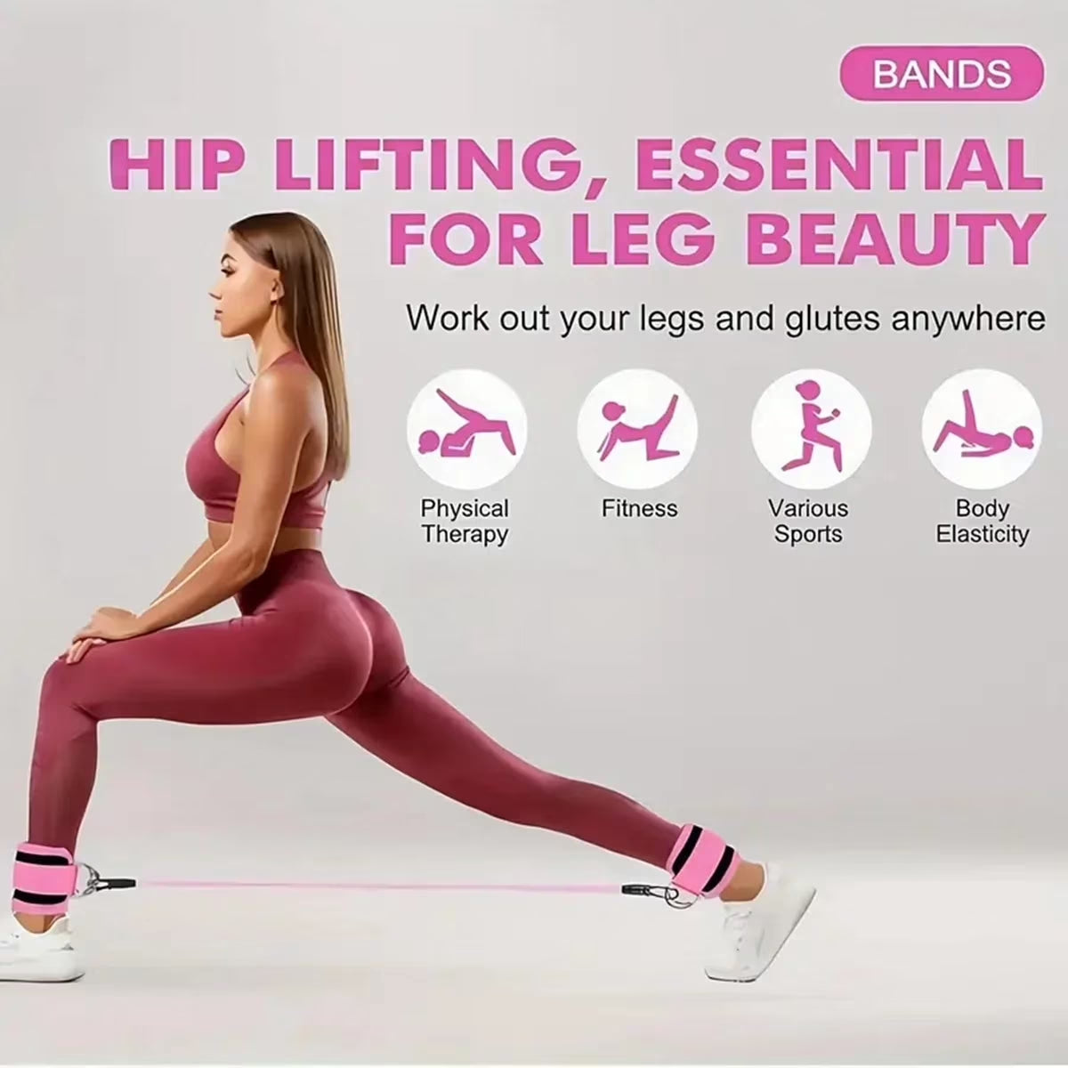 11Pcs Ankle Resistance Bands for Working Out with Cuffs and Elastic Bands Set (10-30Lbs) , Exercise Bands for Legs and Butt, Multicolor