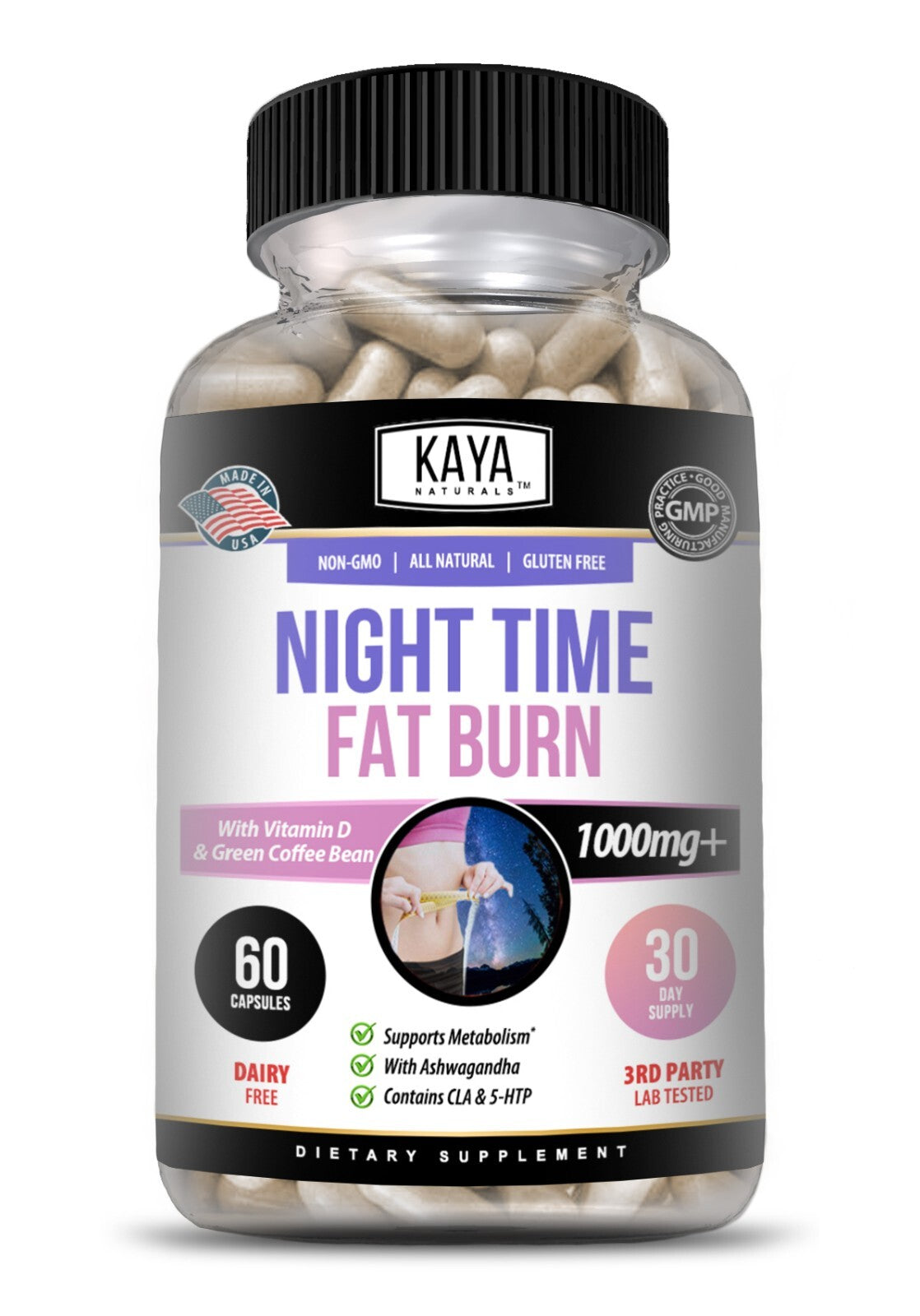 Night Time Fat Burner 60Ct Weight Loss Appetite Suppressant Sleep Aid Diet Pills