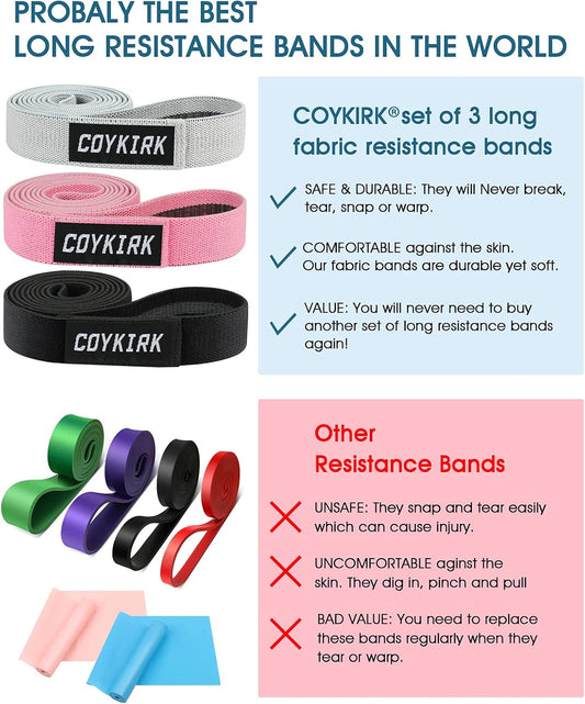 Long Resistance Bands Set - Fabric Exercise Bands for Working Out, Pull up Assistance Bands, Heavy Duty Stretch Bands, Resistance Loop Bands for Training, Physical Therapy, Home Workouts