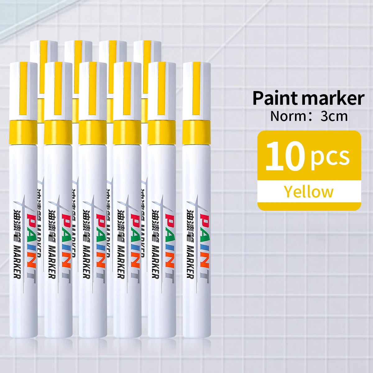 WQN-1/3/6/12 Pack Permanent Car Tire Yellow Paint Pen, Fade-Resistant Graffiti Color Car Tire Marker Supplies