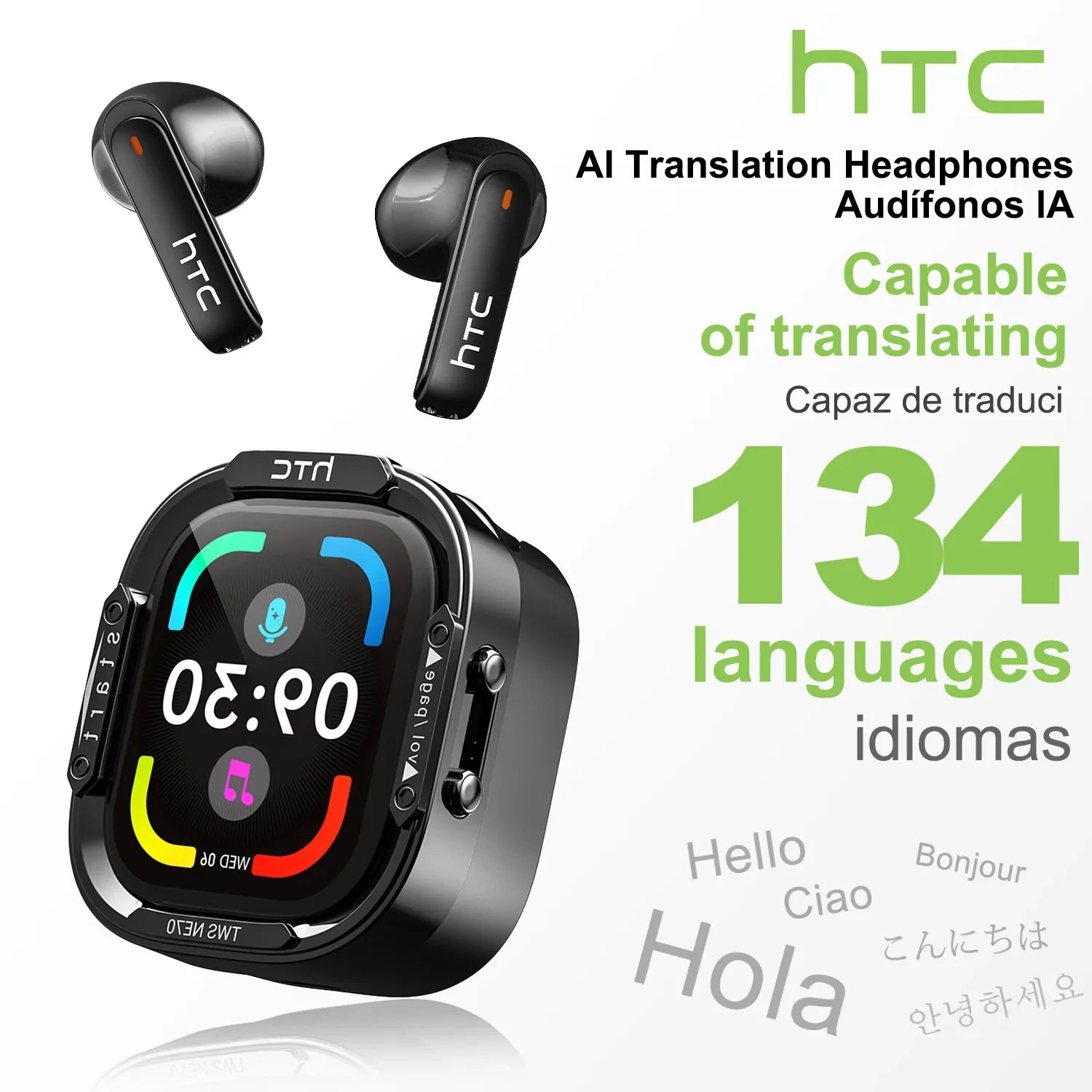 NE70 Bluetooth V6.0 Headphones Smart Touchscreen Wireless Earphones AI Translator Earbuds Gaming Earbuds HD Bass