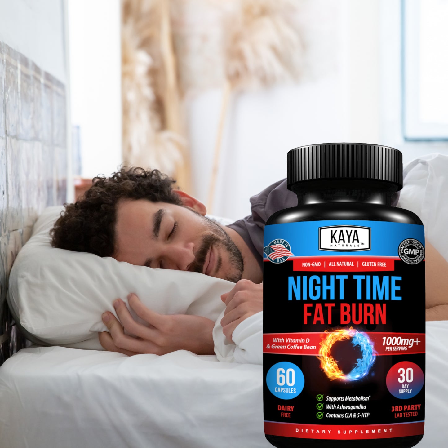 Night Time Fat Burner 60Ct Weight Loss Appetite Suppressant Sleep Aid Diet Pills