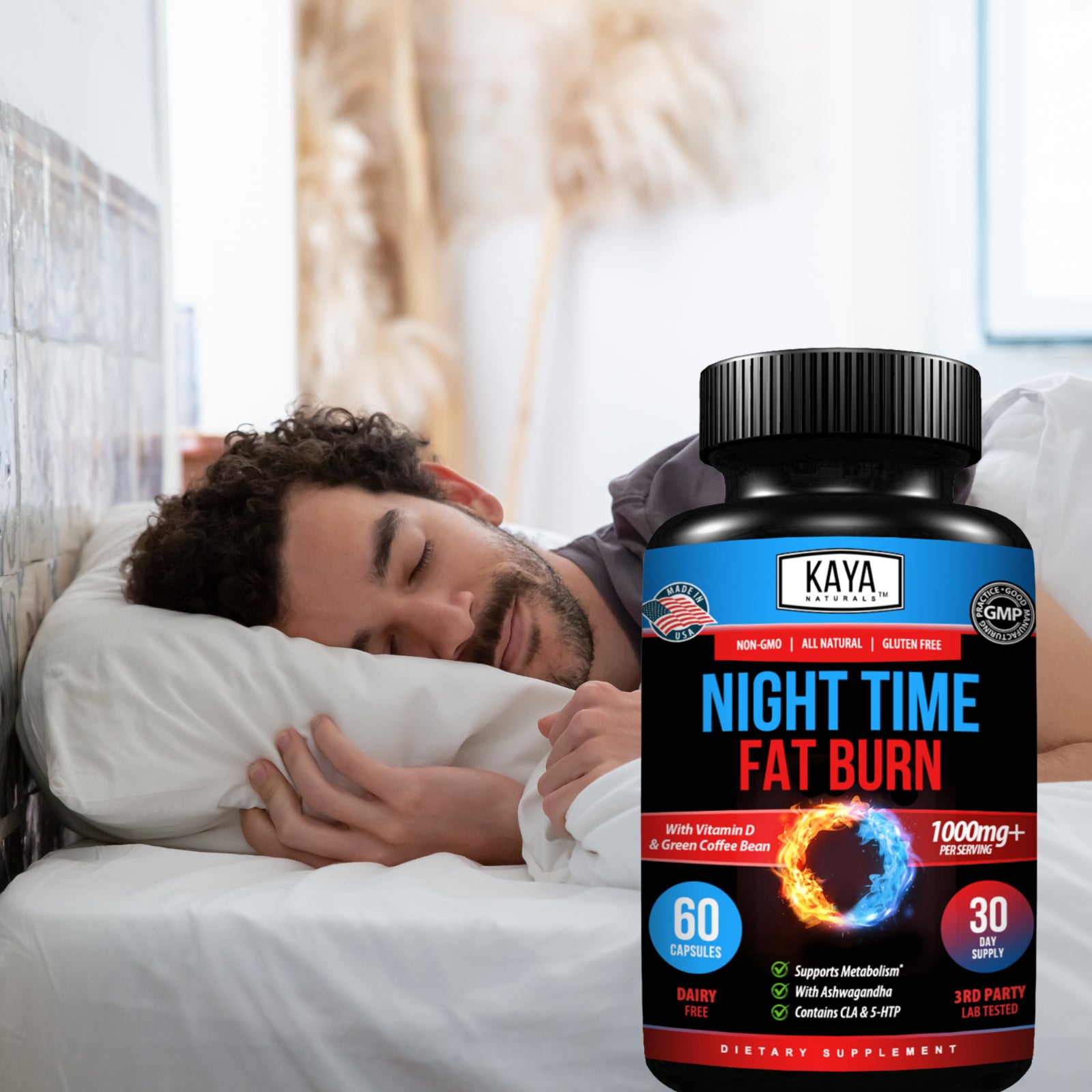 Night Time Fat Burner 60Ct Weight Loss Appetite Suppressant Sleep Aid Diet Pills