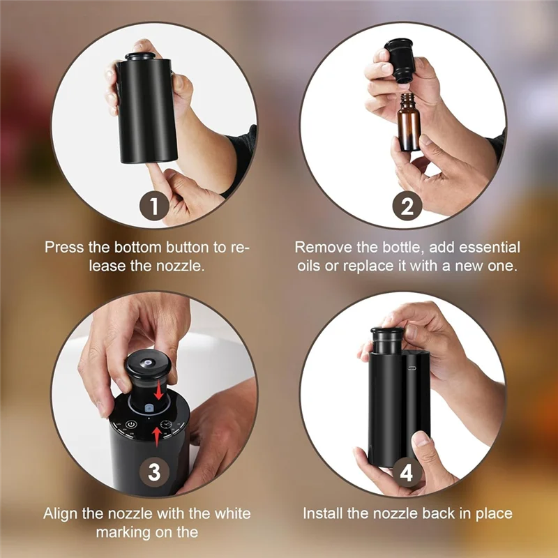 A13I-Waterless for Essential Oil Nebulizer Diffuser- 3 Mist Modes,4 Timers with 7-Color LED Lighting Aromatherapy