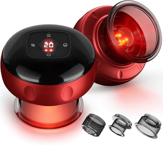Cupping Set Cupping Massager, Red Light Cupping Therapy Set with 2 Modes for Targeted Pain Relief, Muscle Soreness,Cupping Kit with Adjustable Levels Suction and Heat, 2 Set