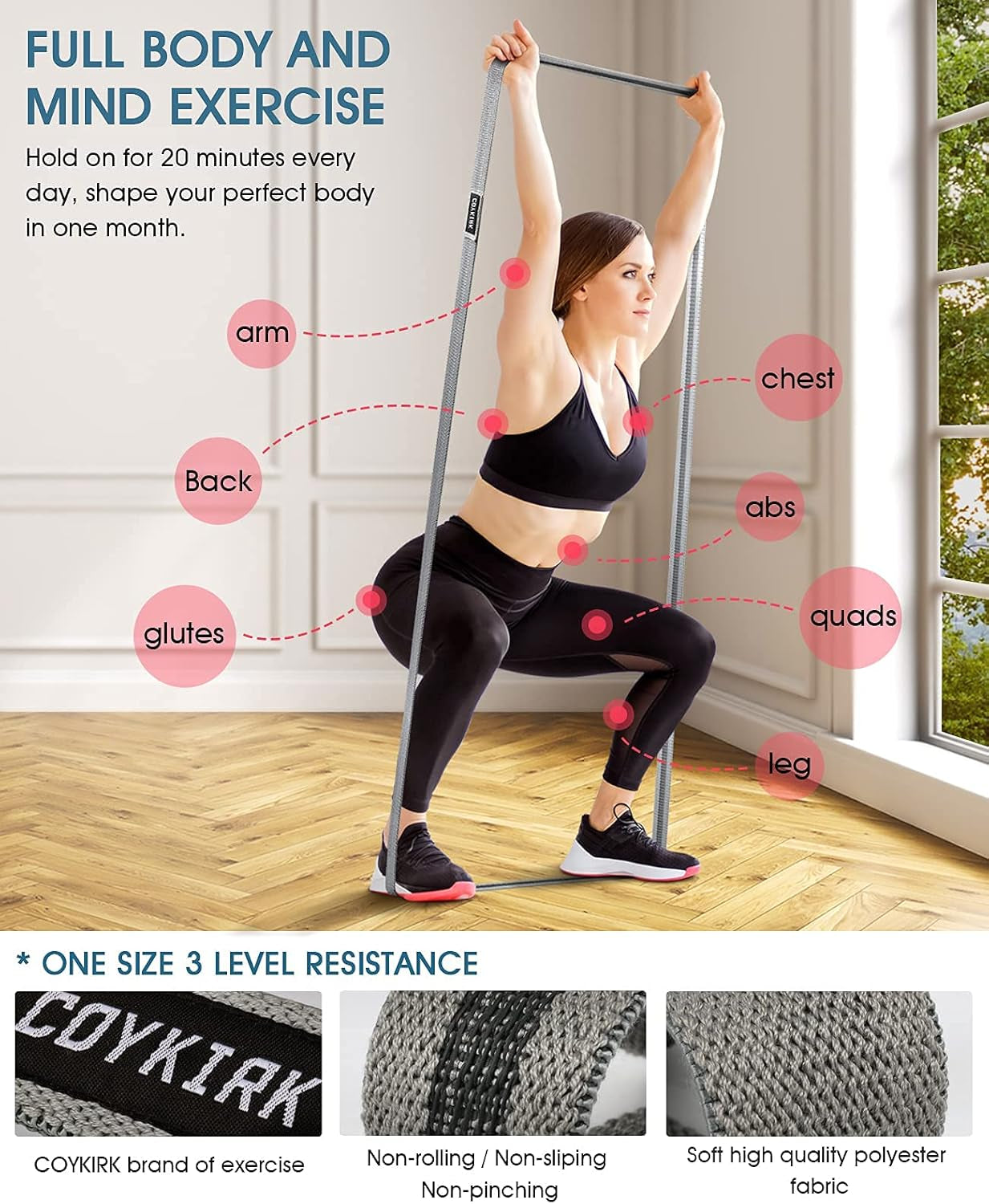 Long Resistance Bands Set - Fabric Exercise Bands for Working Out, Pull up Assistance Bands, Heavy Duty Stretch Bands, Resistance Loop Bands for Training, Physical Therapy, Home Workouts