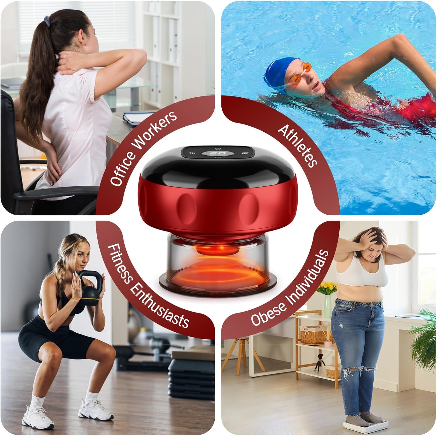 Cupping Set Cupping Massager, Red Light Cupping Therapy Set with 2 Modes for Targeted Pain Relief, Muscle Soreness,Cupping Kit with Adjustable Levels Suction and Heat, 2 Set