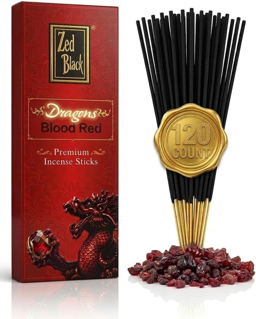 Dragons Blood Incense Sticks 120 Count | Sangre De Drago Natural Hand-Rolled Resin Incense for Protection | Energy Cleansing, Aura Smudging & Spiritual Rituals |