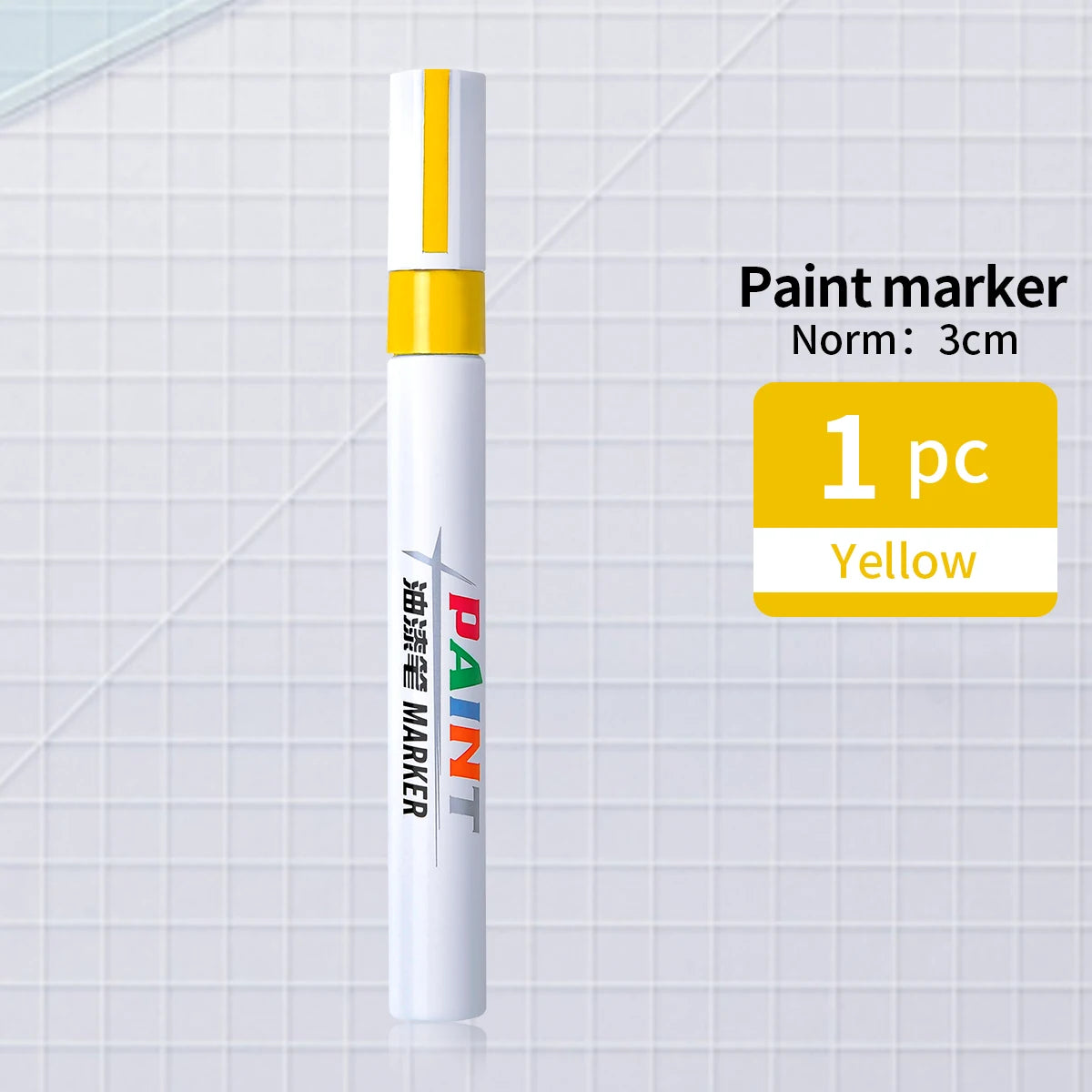 WQN-1/3/6/12 Pack Permanent Car Tire Yellow Paint Pen, Fade-Resistant Graffiti Color Car Tire Marker Supplies
