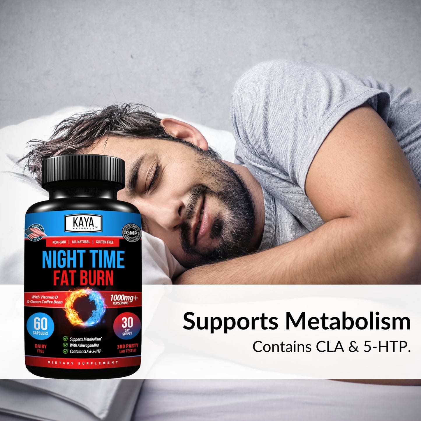 Night Time Fat Burner 60Ct Weight Loss Appetite Suppressant Sleep Aid Diet Pills